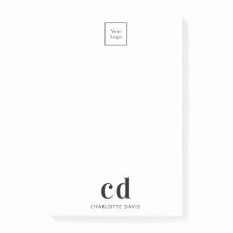 Logo white black monogram business company post-it notes