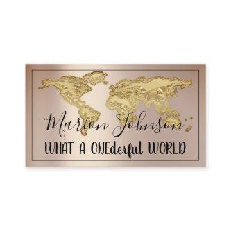 Logo World Map Globe Map Travel Agency Rose Gold