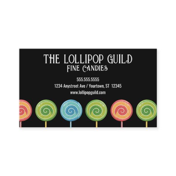 Lollipops on Black Background Candy Shop