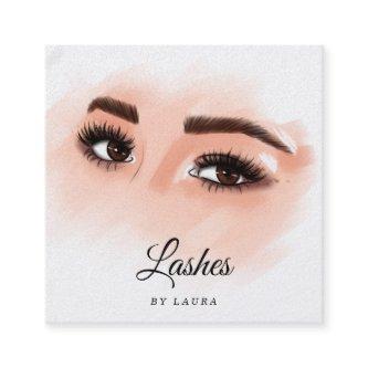 Long Beautiful Lashes Eyes and Brows Hand drawn Square