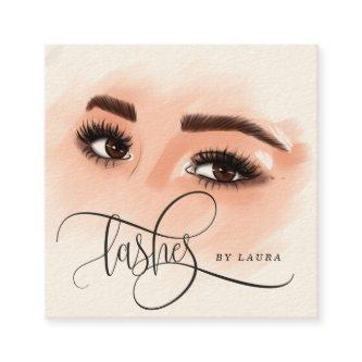 Long Beautiful Lashes Eyes and Brows Hand drawn Square