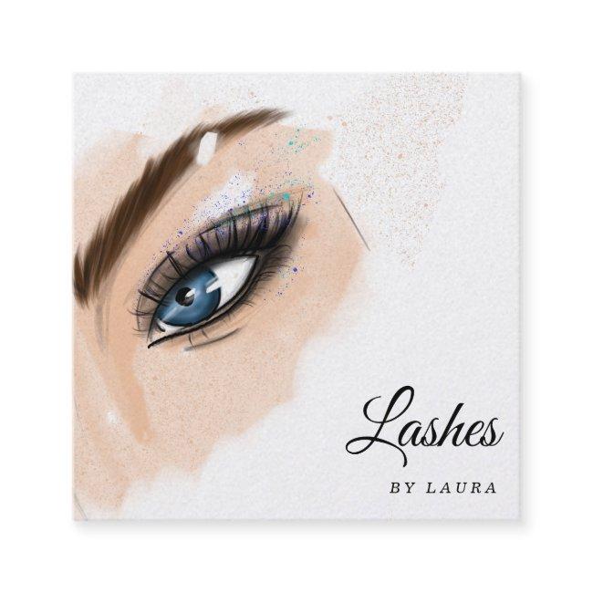 Long Beautiful Lashes Eyes and Brows Hand drawn Square