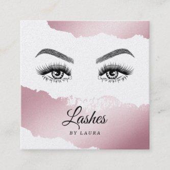 Long Beautiful Lashes Eyes and Brows Hand drawn Square