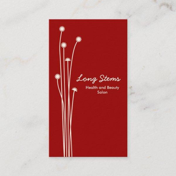 Long Stems - Dark Red on Cream