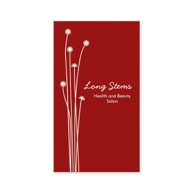 Long Stems - Dark Red on Cream