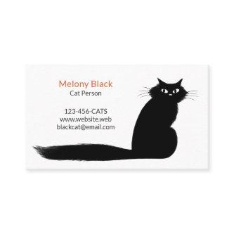 Longhaired Black Kitty Cat with Long Tail