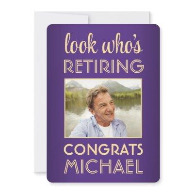 Look Who's Retiring Purple Retirement Party Photo Invitation