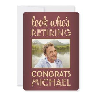 Look Who's Retiring Red Retirement Party Photo Invitation