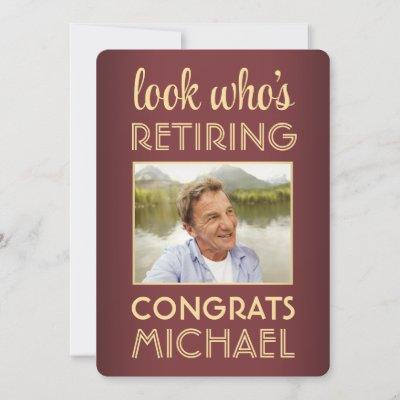 Look Who's Retiring Red Retirement Party Photo Invitation