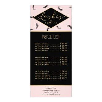 Lots of Lashes Pattern Lash Salon Pink/Black/Gold Rack Card