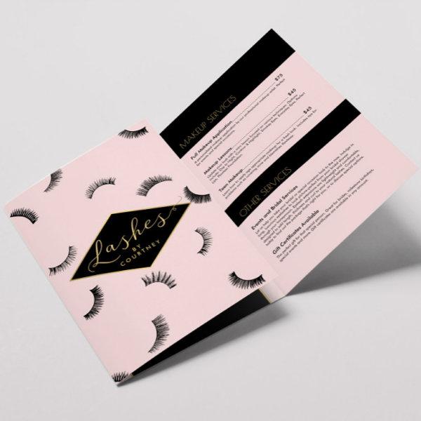 Lots of Lashes Pattern Lash Salon Pink Brochure