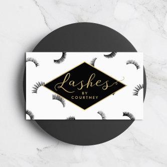 Lots of Lashes Pattern Lash Salon White/Black/Gold