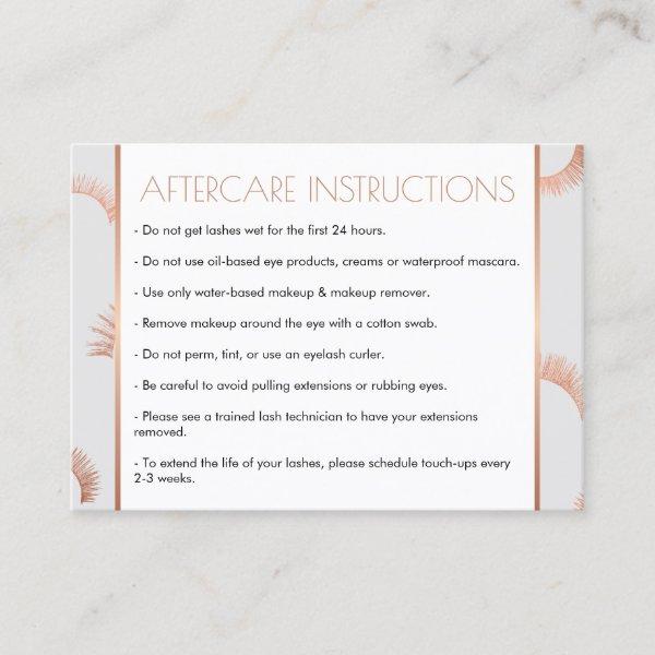 Lots of Lashes Salon Gray/Rose Gold Aftercare Card