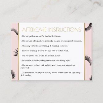 Lots of Lashes Salon Pink/Black Aftercare Card