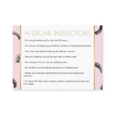 Lots of Lashes Salon Pink/Black Aftercare Card