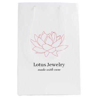 Lotus flower jewelry jeweler floral logo branded medium gift bag