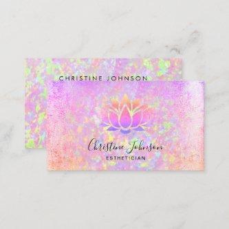 lotus logo on pink opal gemstone background