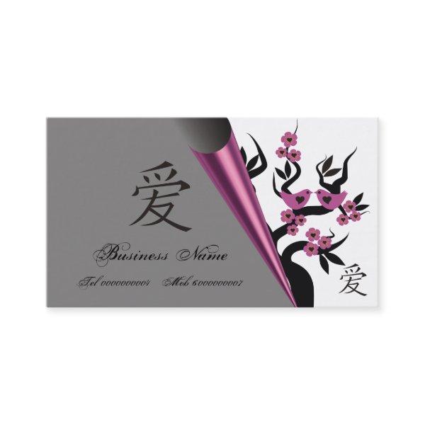 Love Birds On Sakura Tree And Chinese Love Symbol