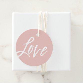 LOVE modern hand lettered white type blush pink Favor Tags