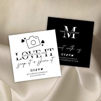 Love Snap Share Social Media Minimalist Font Logo Square