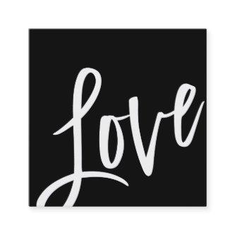 LOVE TAG cute bold black white brush lettered type