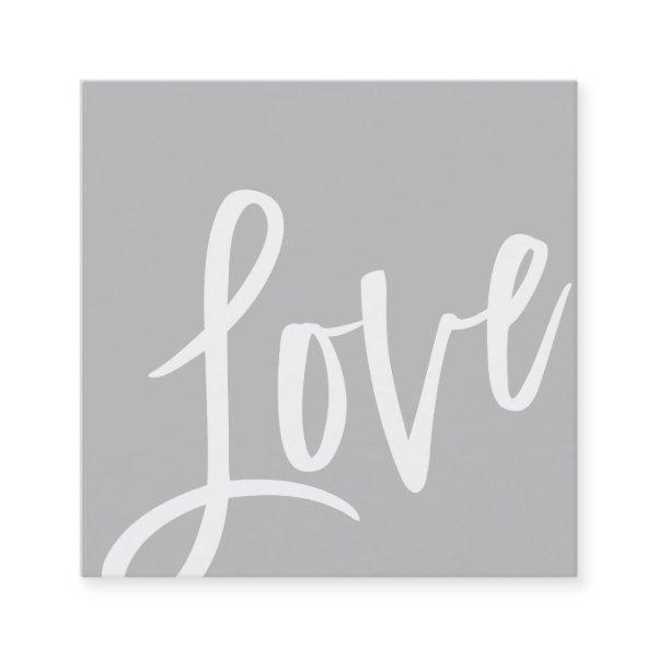 LOVE TAG cute pale gray white brush lettered type