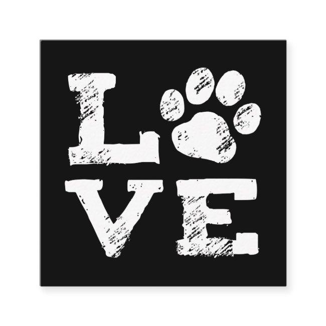 LOVE with Dog Paw Print - Pet Care - Dog Walker Square