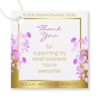 Lovely Floral White Gold and Purple Chic Packaging Favor Tags