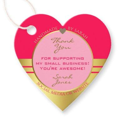 Lovely Girly Pink & Gold with Cute Heart Thank You Favor Tags