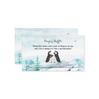 Lovely Penguin Snow Landscape Diaper Raffle Calling Card