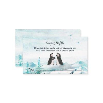 Lovely Penguin Snow Landscape Diaper Raffle Calling Card