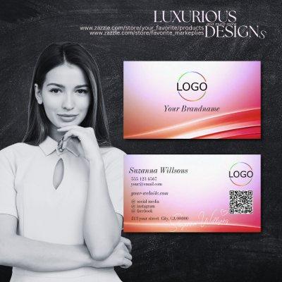 Lovely Pink Lilac Curved Decor with Logo QR Code