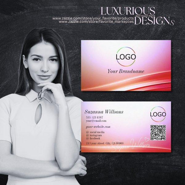Lovely Pink Lilac Curved Decor with Logo QR Code