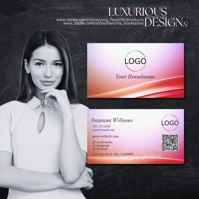 Lovely Pink Lilac Curved Decor with Logo QR Code