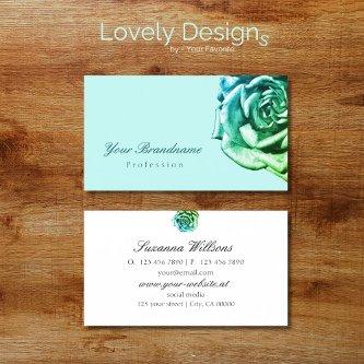 Lovely Rose on Plain Teal White Simple
