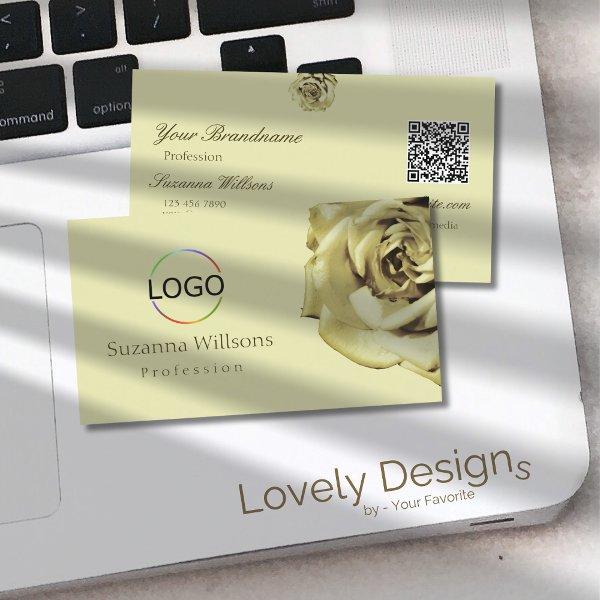 Lovely Rose Plain Pastel Beige Logo and QR Code