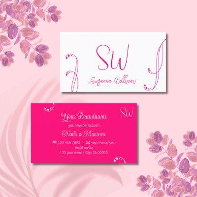 Lovely White and Pink Modern Ornate with Monogram