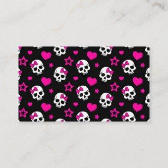 Lovey Goth Skulls in Bright Pink