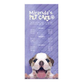 Low Poly Dog Pet Care Grooming Bathing Price List  Rack Card
