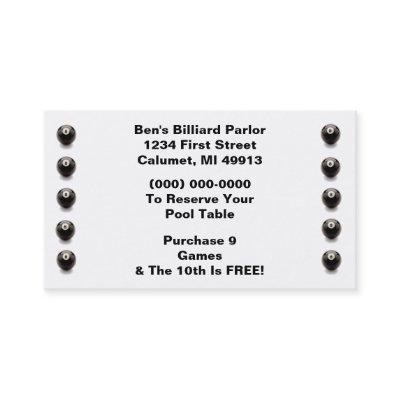 Loyalty Billiard Punch 8 Ball eight pool hall card