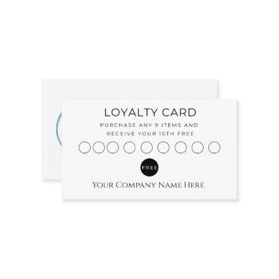 Loyalty Card Black White Minimalist Logo Business