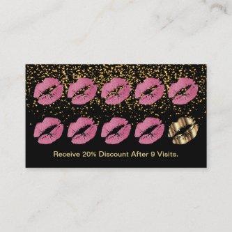 Loyalty Punch Card - Pretty Pink Glitter and Gold