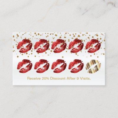 Loyalty Punch Card - Red Glitter and Gold 2