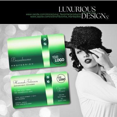Luminous Emerald Green Gradient Diamonds and Logo