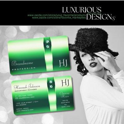 Luminous Emerald Green Gradient Diamonds Monogram