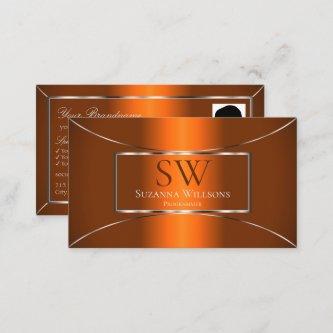 Luminous Orange Silver Decor with Monogram & Photo