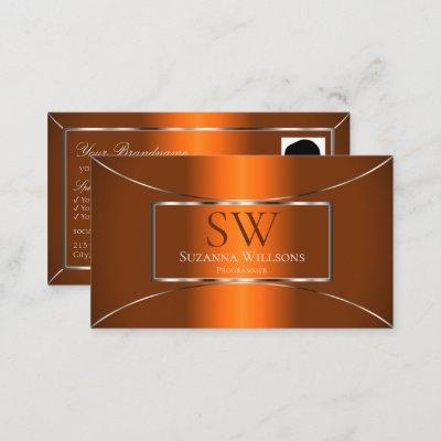 Luminous Orange Silver Decor with Monogram & Photo