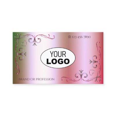 Luminous Pink Green Gradient with Logo Ornamental