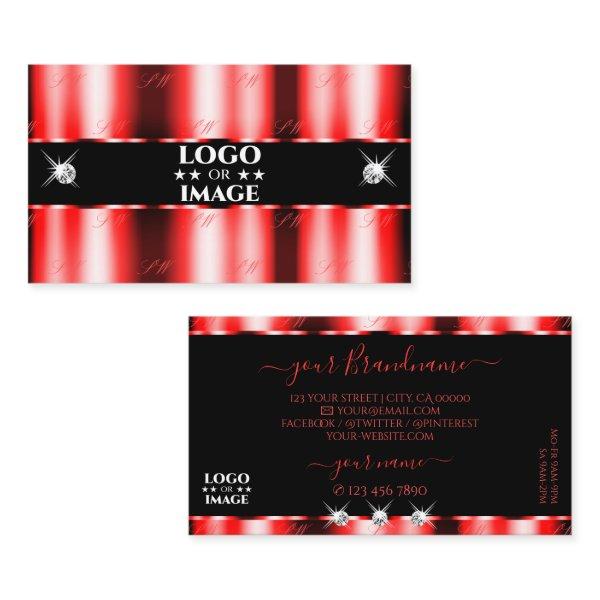 Luminous Red Black Sparkle Jewels Add Logo Stylish