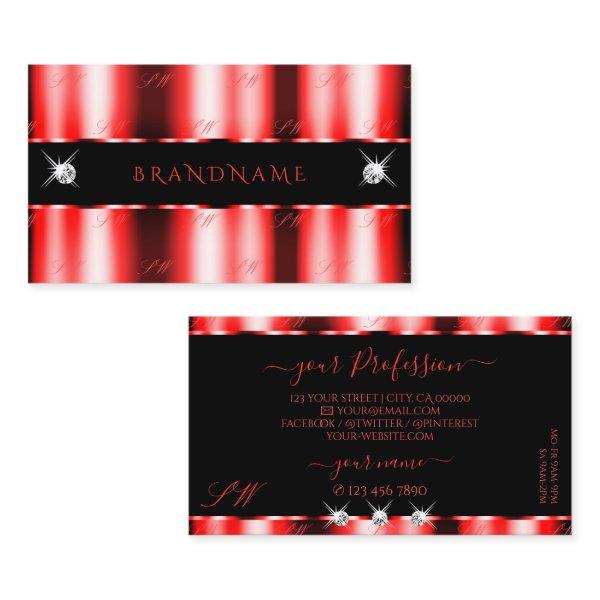 Luminous Red Black Sparkle Jewels Monogram Stylish